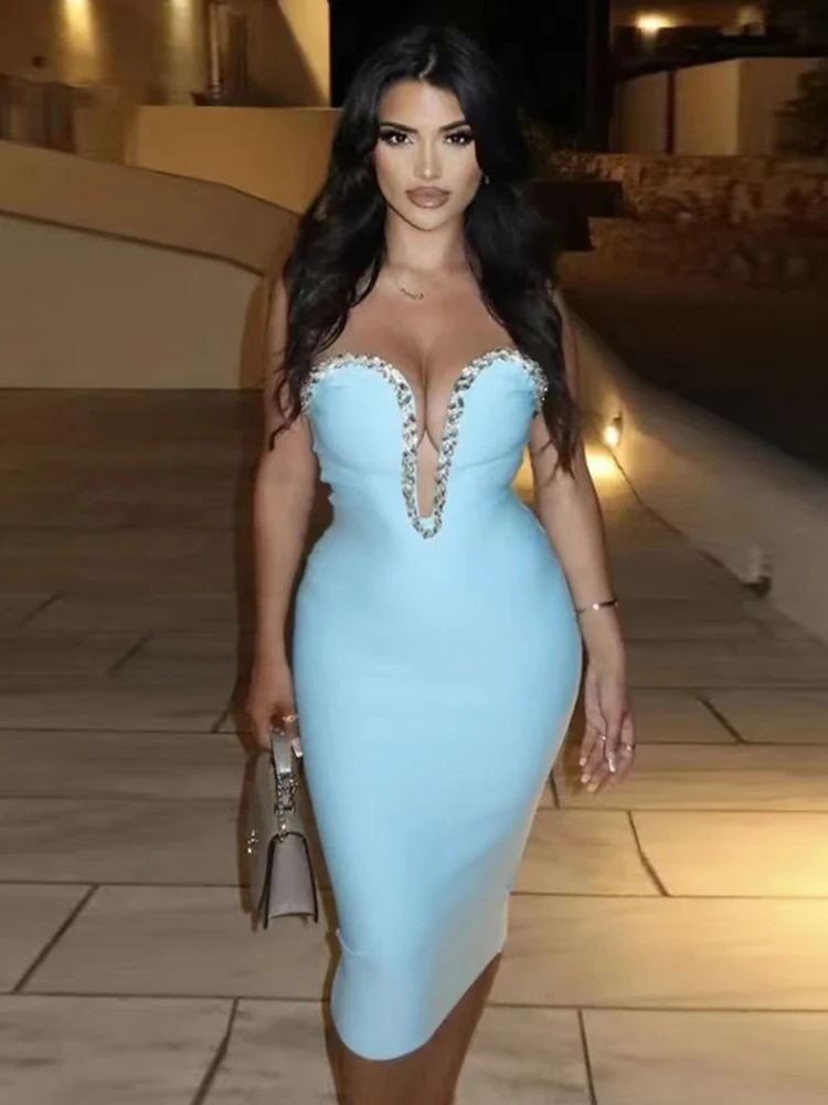 2023 Women's Sexy Strapless Open Back Diamond Beaded Mesh Midi Bodycon Strap Dress Elegant Party Stage Performance Dress
2023 Women's Sexy Strapless Open Back Diamond Beaded Mesh Midi Bodycon Strap Dress Elegant Party Stage Performance Dress