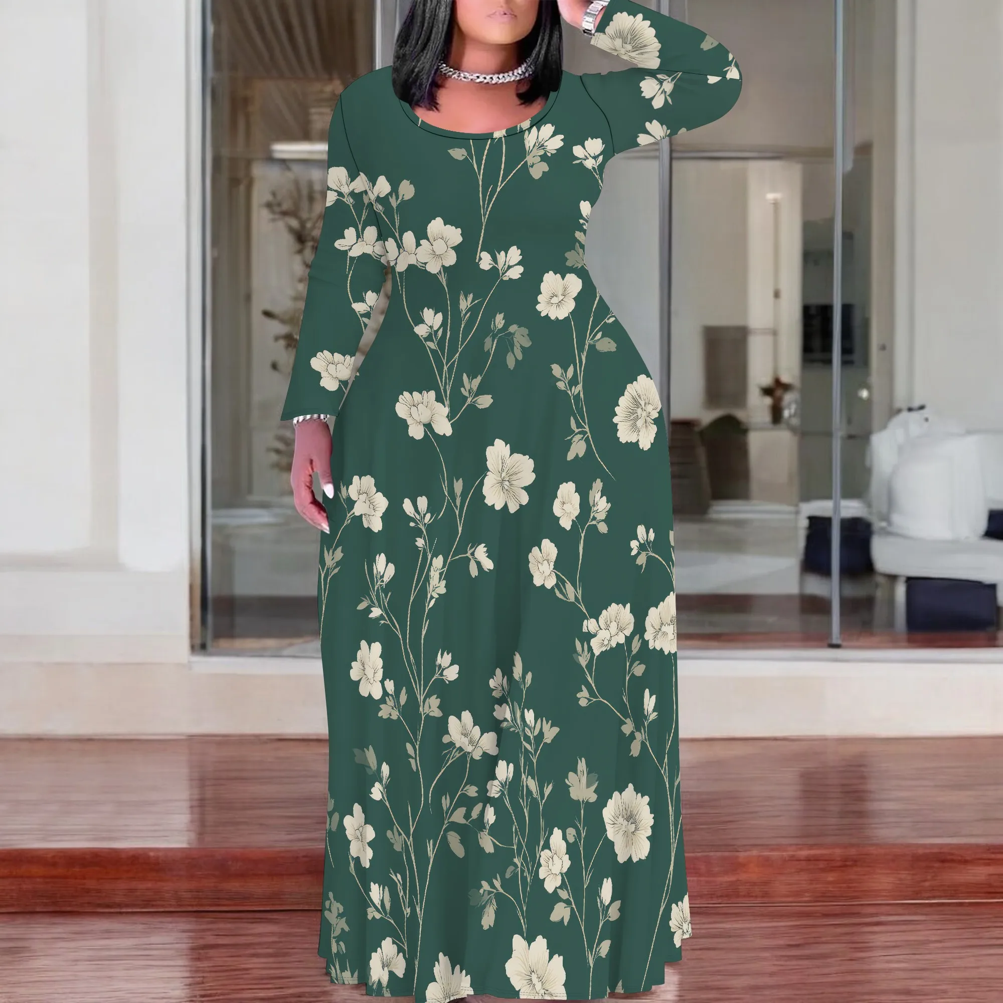 Women’s Plus Size Floral Dress Long Sleeve With Round Neck And Handy Pockets
Women’s Plus Size Floral Dress Long Sleeve With Round Neck And Handy Pockets