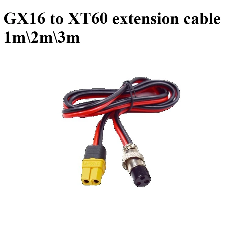XT60 male female to GX16 female 2PIN3PIN power cord suitable for electric vehicle battery charging power output cable
XT60 male female to GX16 female 2PIN3PIN power cord suitable for electric vehicle battery charging power output cable
