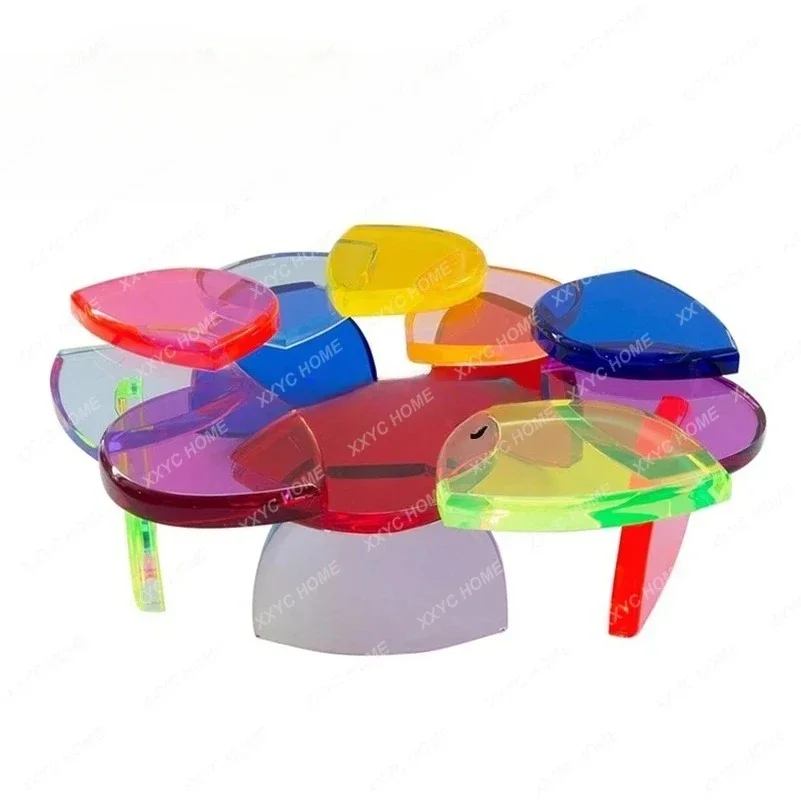 A Modern creative acrylic colorful splicing round art coffee table
A Modern creative acrylic colorful splicing round art coffee table