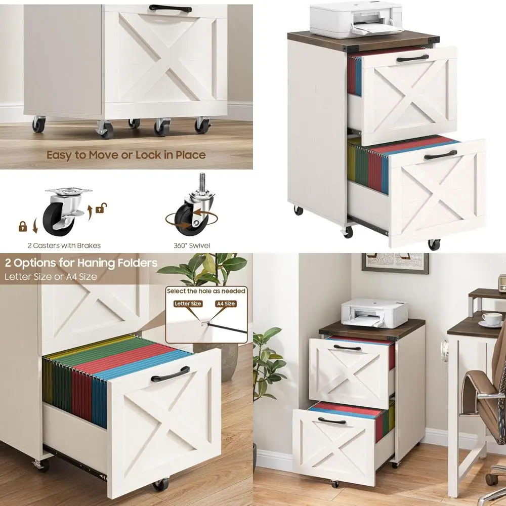 Rustic White Wooden Under Desk Rolling File Cabinet with Wheels, Suitable for A4/Letter Size, Home and Office Use
Rustic White Wooden Under Desk Rolling File Cabinet with Wheels, Suitable for A4/Letter Size, Home and Office Use