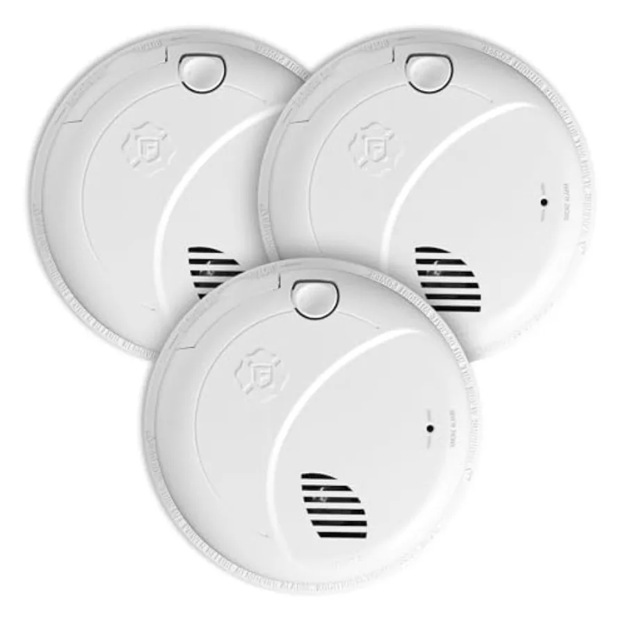 Interconnect Hardwire Smoke Alarm with Battery Backup Voice Alerts, 3-Pack for home safety, white ABS plastic, reliable early w
Interconnect Hardwire Smoke Alarm with Battery Backup Voice Alerts, 3-Pack for home safety, white ABS plastic, reliable early w