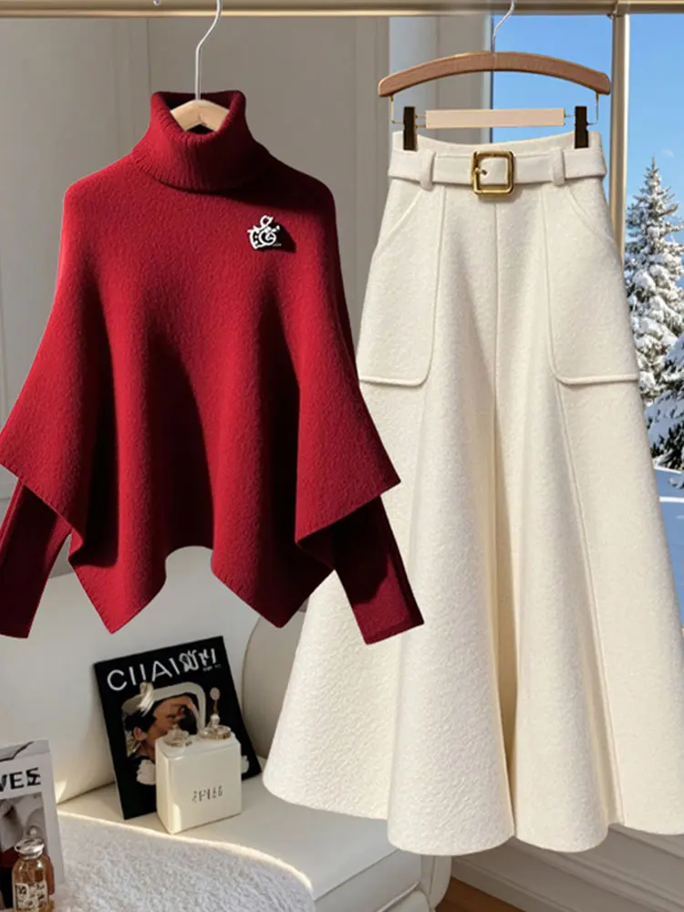 Red Hooded Sweater Skirt Set plus Size Winter Fashion Casual Korean Style Commute Long Sleeve High Collar A-Line Skirt
Red Hooded Sweater Skirt Set plus Size Winter Fashion Casual Korean Style Commute Long Sleeve High Collar A-Line Skirt