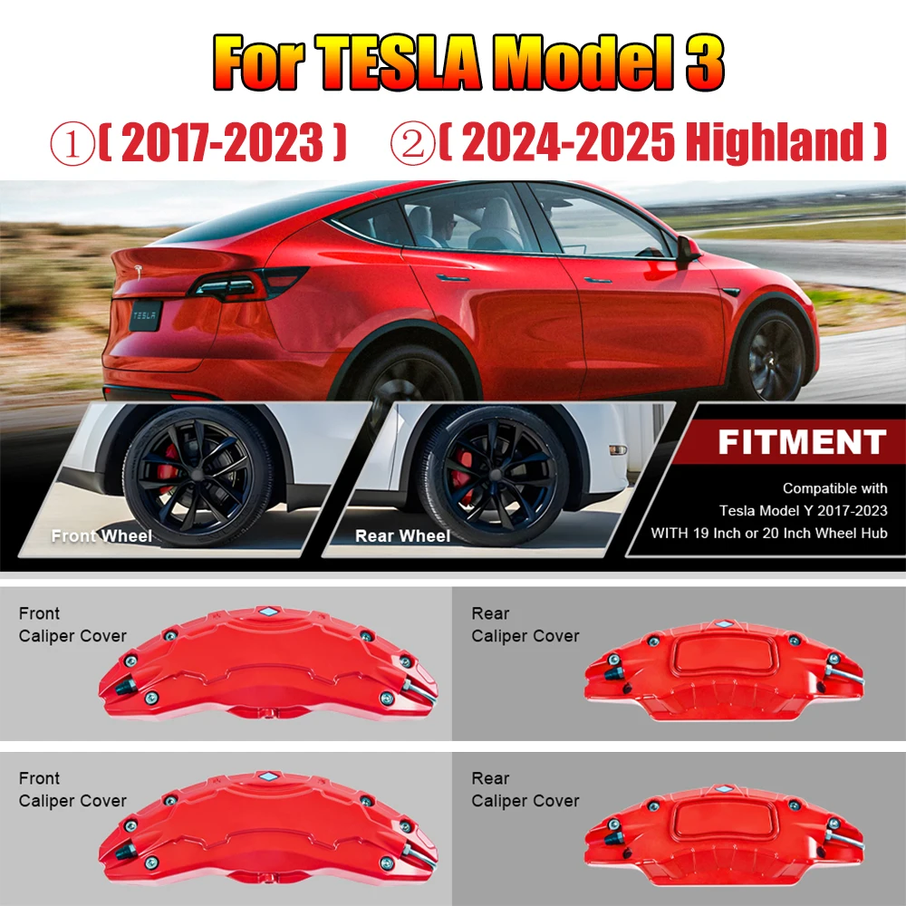 4PCS Caliper Covers For Tesla Model 3 Highland 2024 2025,18 Inch 19 Inch Wheel Hub Size Front&Rear Caliper Covers With Sticker
4PCS Caliper Covers For Tesla Model 3 Highland 2024 2025,18 Inch 19 Inch Wheel Hub Size Front&Rear Caliper Covers With Sticker