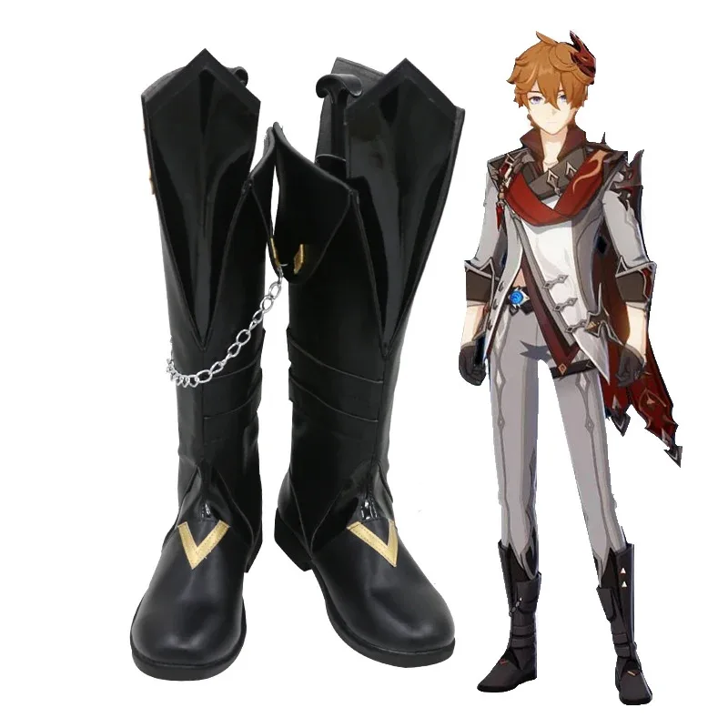 NewGame Genshin Impact Tartaglia Cosplay Shoes Anime Halloween Party Props Black Fancy Boots Costume Accessory for Adults Women
NewGame Genshin Impact Tartaglia Cosplay Shoes Anime Halloween Party Props Black Fancy Boots Costume Accessory for Adults Women