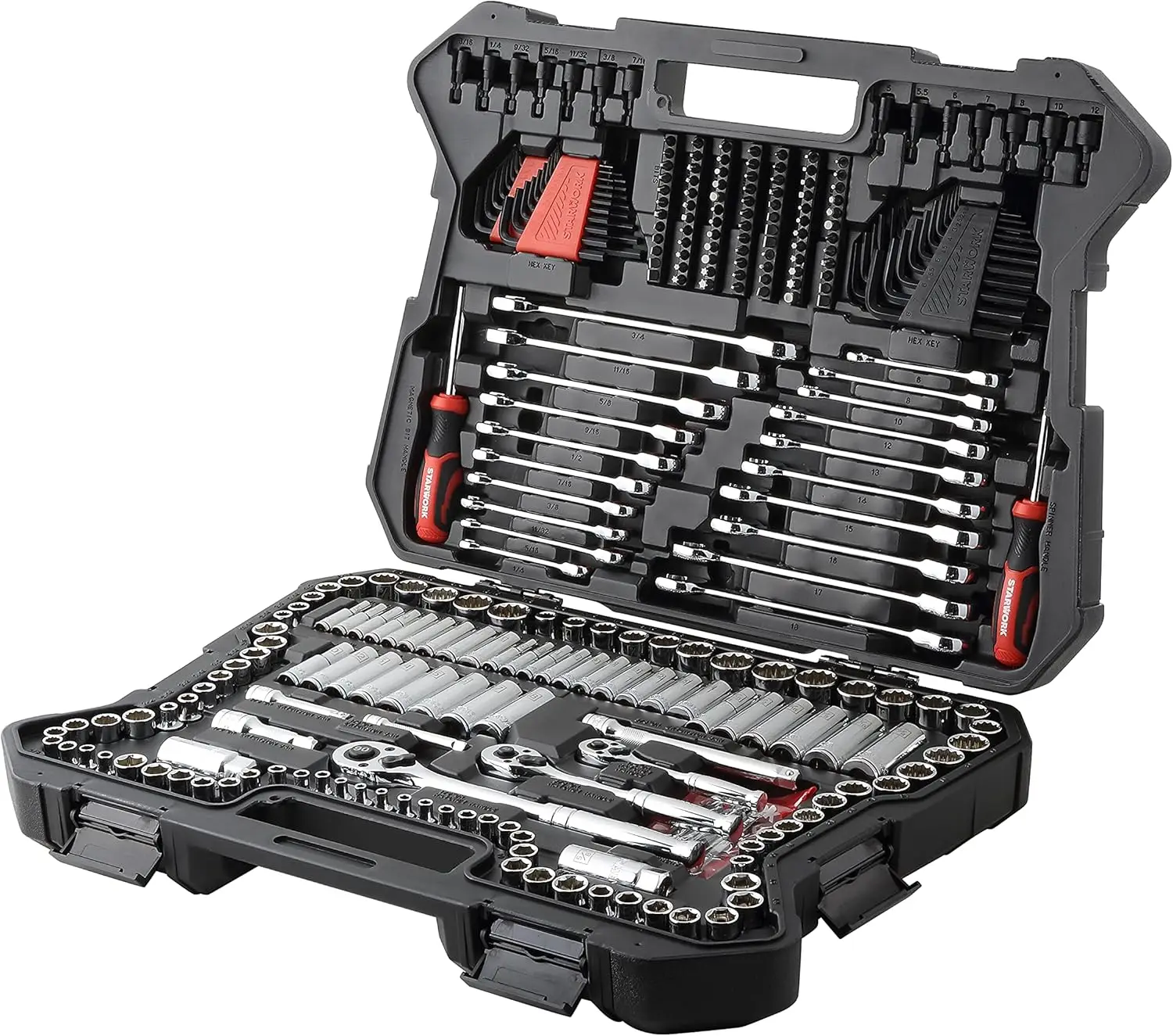 303-Piece Professional Mechanics Tool Set with SAE/Metric Sockets and Ratcheting Wrenches
303-Piece Professional Mechanics Tool Set with SAE/Metric Sockets and Ratcheting Wrenches