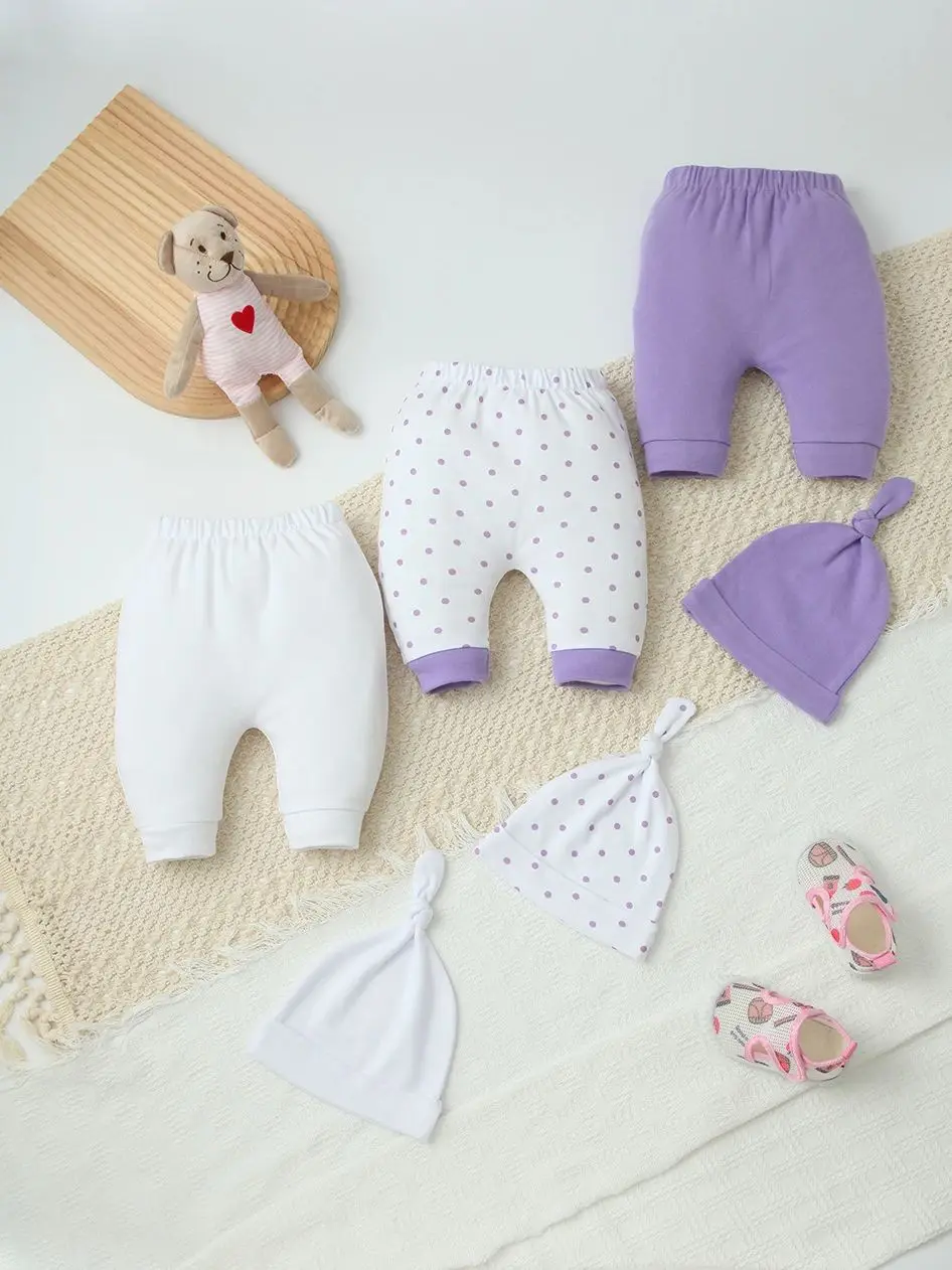 3 Pack Soft Cotton Babies Pants with Baby Headwraps, Cute Polka Dot Printed Infant Unisex Leggings, Pull-on Sweatpants
3 Pack Soft Cotton Babies Pants with Baby Headwraps, Cute Polka Dot Printed Infant Unisex Leggings, Pull-on Sweatpants