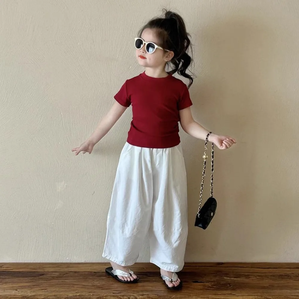 Girls' Red Short Sleeved T-shirt+Pants Set Summer New Children's Casual Clothes Korean Version Strap Fashion Wear 3-7 Years Old
Girls' Red Short Sleeved T-shirt+Pants Set Summer New Children's Casual Clothes Korean Version Strap Fashion Wear 3-7 Years Old