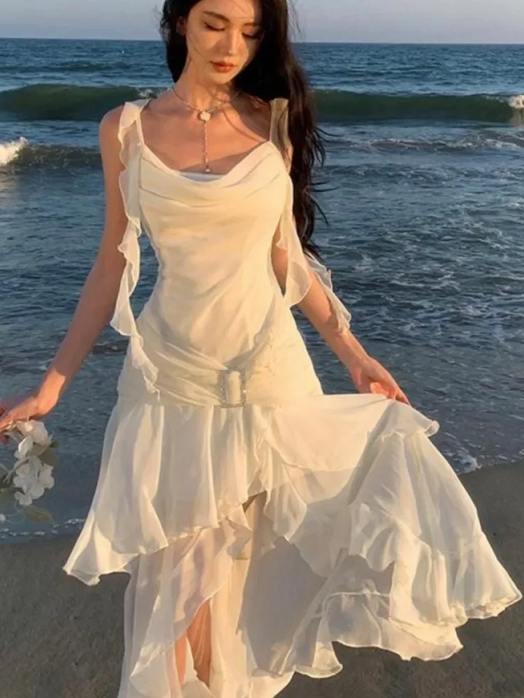 Women Elegant Backless Sexy Slip Dresses Summer New Fashion Asymmetrical Ruffles Holiday Beach Party Club Split Long Dress
Women Elegant Backless Sexy Slip Dresses Summer New Fashion Asymmetrical Ruffles Holiday Beach Party Club Split Long Dress