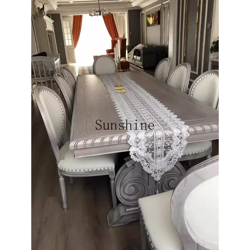 French retro gray dining table small apartment household solid wood dining table and chairs
French retro gray dining table small apartment household solid wood dining table and chairs