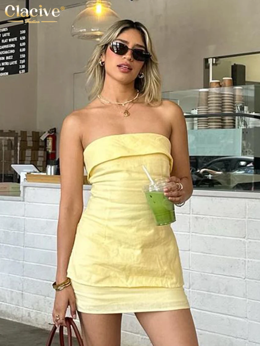 Clacive Summer Slim Yellow Cotton 2 Piece Sets Women Outfit Bodycon Strapless Tank Top With High Waist Mini Skirt Set Female
Clacive Summer Slim Yellow Cotton 2 Piece Sets Women Outfit Bodycon Strapless Tank Top With High Waist Mini Skirt Set Female