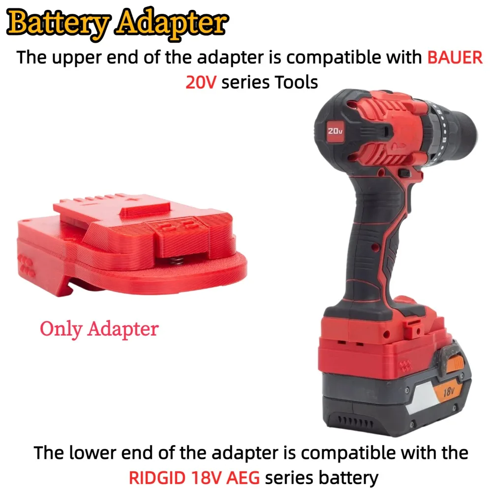 Battery Adapter/Converter for RIDGID 18V AEG Li-ion Battery TO BAUER 20V Cordless Electric Drill Tools Accessory(Only Adapter)
Battery Adapter/Converter for RIDGID 18V AEG Li-ion Battery TO BAUER 20V Cordless Electric Drill Tools Accessory(Only Adapter)