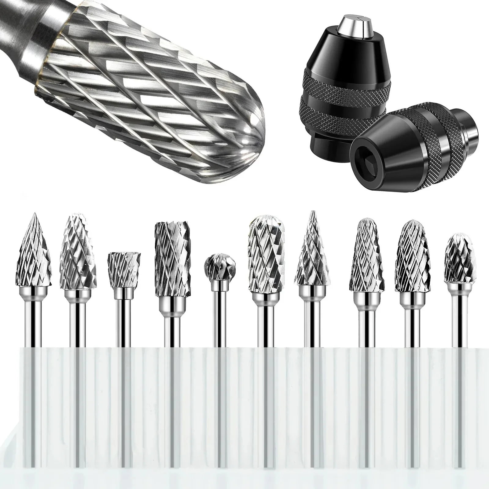 12pcs Tungsten Carbide Rotary Burr Set, 1/8" Shank – For Wood Carving, Metal Deburring, Drilling & Polishing
12pcs Tungsten Carbide Rotary Burr Set, 1/8" Shank – For Wood Carving, Metal Deburring, Drilling & Polishing
