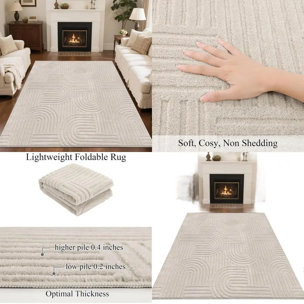 Soft Cozy Fluffy Arch Pattern High-Low Pile Textured Area Rug 5'3"x7'3" Non Slip Washable Modern Geometric Rug Stain Resistant C
Soft Cozy Fluffy Arch Pattern High-Low Pile Textured Area Rug 5'3"x7'3" Non Slip Washable Modern Geometric Rug Stain Resistant C
