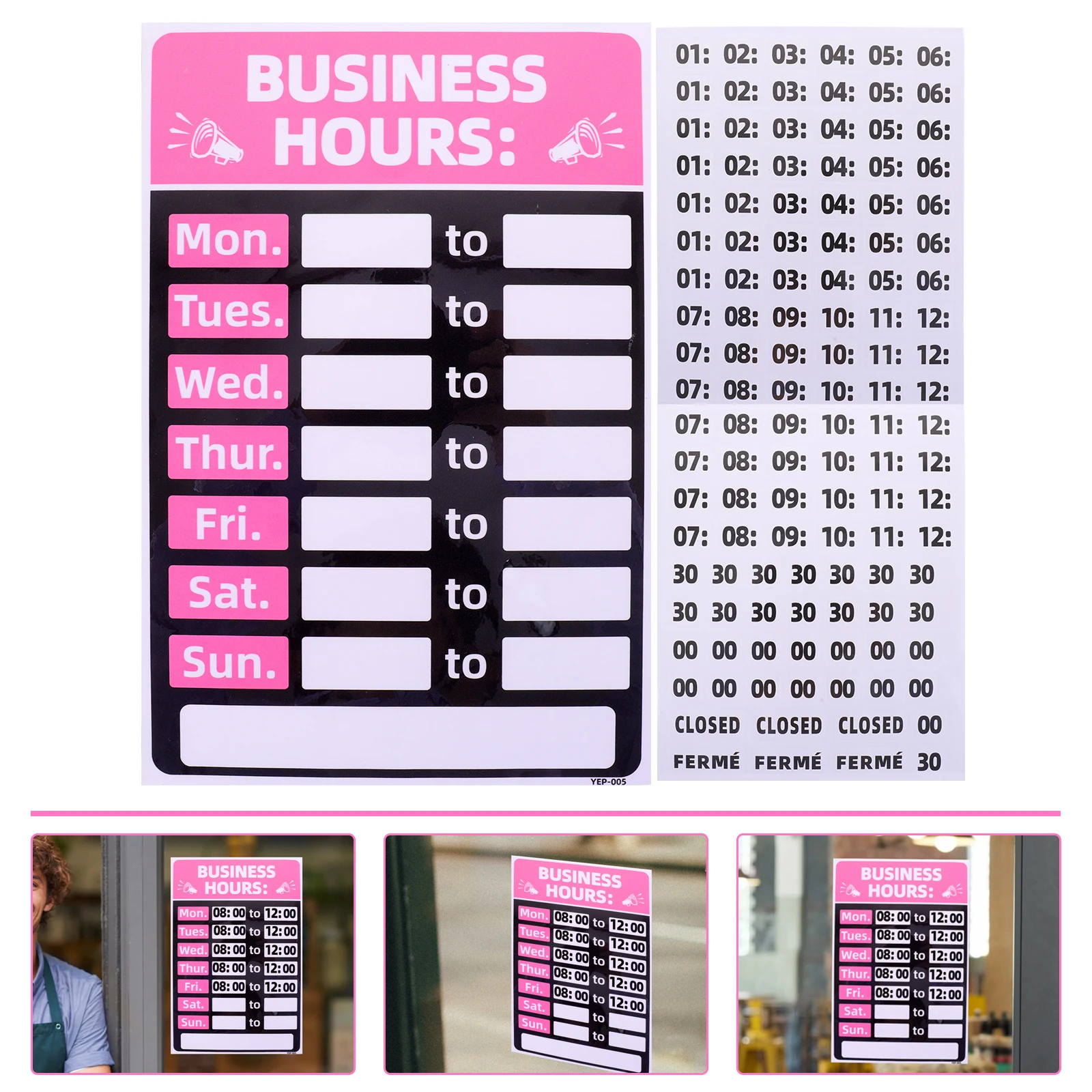 2 Pcs Business Hours Signage Writable Open Close Signs Sun Protection Beauty Salon for Window Pvc Sticker Doors
2 Pcs Business Hours Signage Writable Open Close Signs Sun Protection Beauty Salon for Window Pvc Sticker Doors
