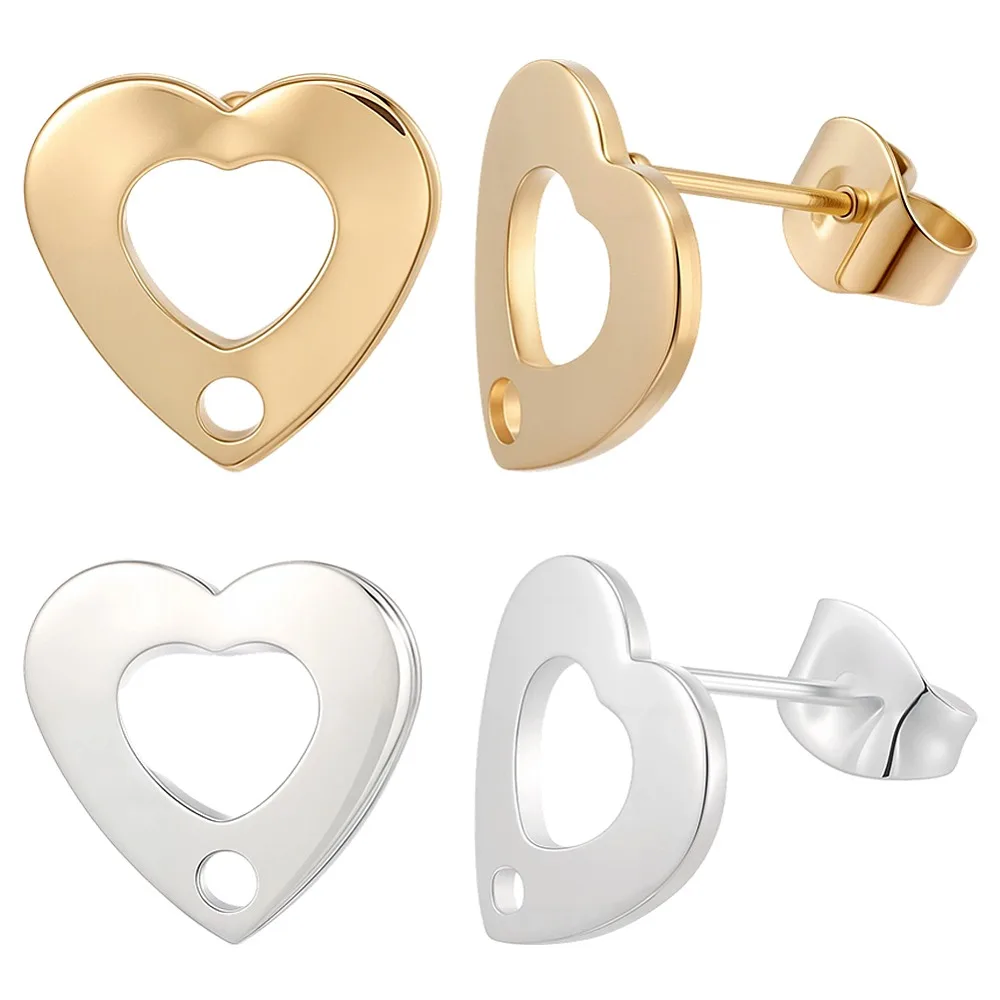 40Pcs 201 Stainless Steel Stud Earring Findings Heart Golden Silver 11x11mm Hole: 1.6mm Pin: 0.7mm 20pcs/style
40Pcs 201 Stainless Steel Stud Earring Findings Heart Golden Silver 11x11mm Hole: 1.6mm Pin: 0.7mm 20pcs/style