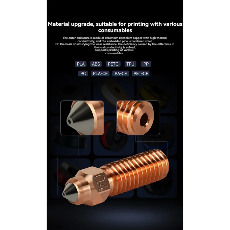 Superior-2 шт. насадка, биметаллический, хромированный, циркониевый медный корпус + вставка из закаленной стали, насадки для 3D-принтера для Creality K1 0,4 мм
Superior-2 шт. насадка, биметаллический, хромированный, циркониевый медный корпус + вставка из закаленной стали, насадки для 3D-принтера для Creality K1 0,4 мм
