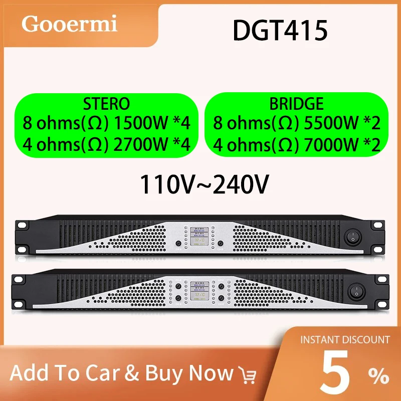 Профессиональный аудиоусилитель Gooermi DGT415 2000 Вт, 4-канальный, 1U, класс D, для сабвуферов и линейных массивов, предусилитель для акустических систем
Профессиональный аудиоусилитель Gooermi DGT415 2000 Вт, 4-канальный, 1U, класс D, для сабвуферов и линейных массивов, предусилитель для акустических систем