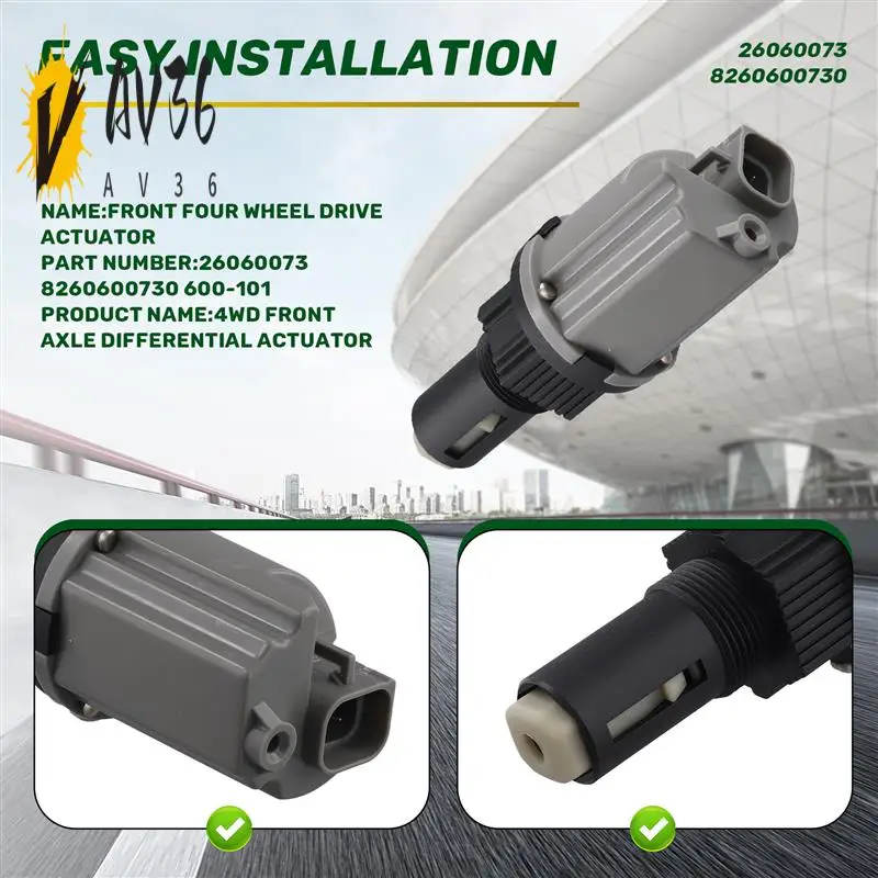 AV36-26060073 600-101 4WD Front Four Wheel Drive Actuator For Chevy Silverado Avalanche K1500 K2500 GMC Canyon Yukon Isuzu
AV36-26060073 600-101 4WD Front Four Wheel Drive Actuator For Chevy Silverado Avalanche K1500 K2500 GMC Canyon Yukon Isuzu