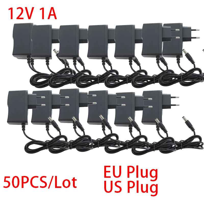 50pcs 12V 1A 1000mA 100V 240V AC to DC Power Adapter Supply Charger wall plug adapter for LED Strip Light CCTV 5.5mm x 2.1mm P1
50pcs 12V 1A 1000mA 100V 240V AC to DC Power Adapter Supply Charger wall plug adapter for LED Strip Light CCTV 5.5mm x 2.1mm P1