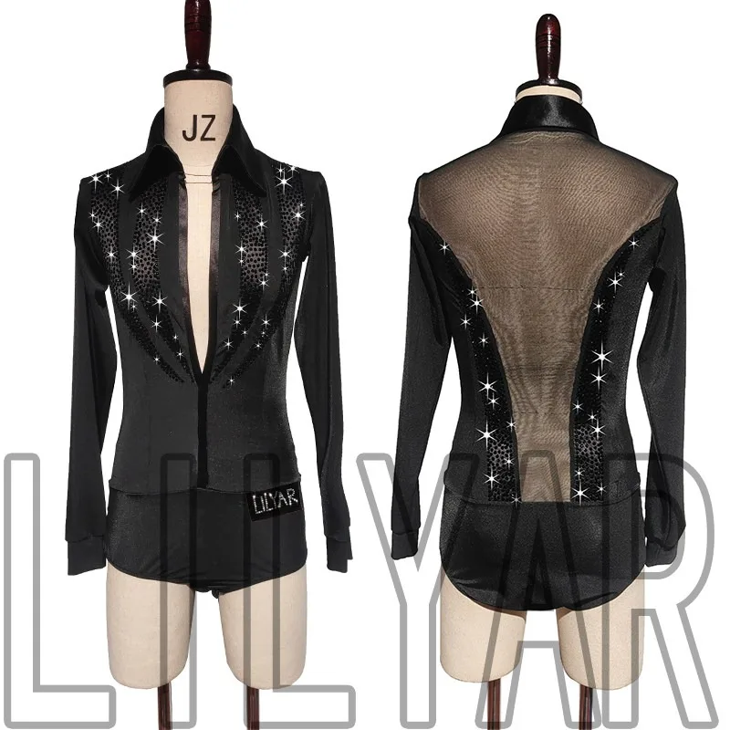 Customized Latin Dance Top Men's Performance Competition Performance Adult Black Long Sleeve Elastic Mesh Black Diamond Jumpsuit
Customized Latin Dance Top Men's Performance Competition Performance Adult Black Long Sleeve Elastic Mesh Black Diamond Jumpsuit