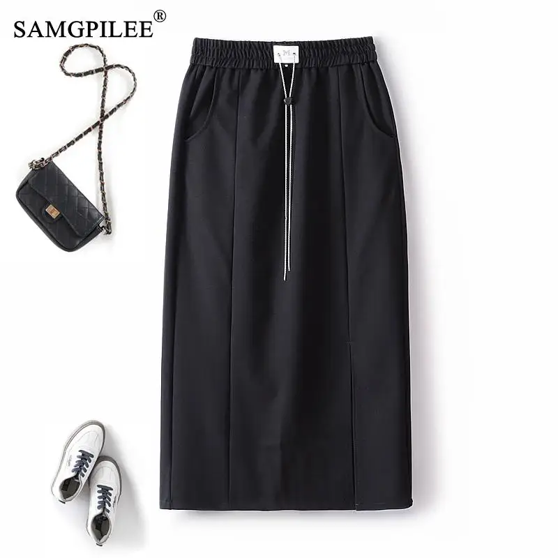 Long Skirts For Women Fashion 2023 Autumn New Elastic Waist Hem Side Slit Chain Decoration A Line Black Woman Clothing 4XL
Long Skirts For Women Fashion 2023 Autumn New Elastic Waist Hem Side Slit Chain Decoration A Line Black Woman Clothing 4XL