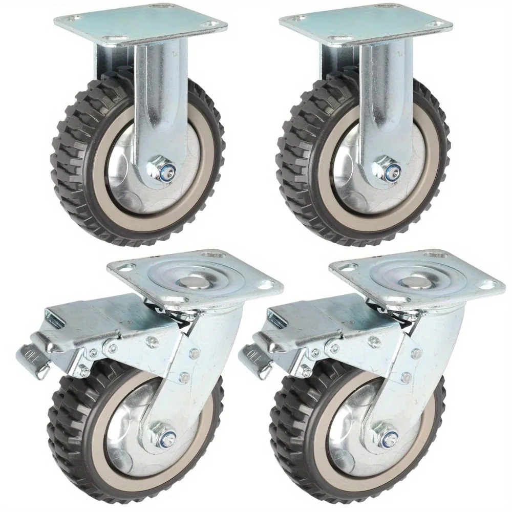 6" Heavy Duty Caster 4pcs Set, Polyurethane Ball Bearing Plate Caster, 2 Fixed Wheels and 2 Lockable Wheels, 360° Swivel Caster Load Capacity 1653lbs
6" Heavy Duty Caster 4pcs Set, Polyurethane Ball Bearing Plate Caster, 2 Fixed Wheels and 2 Lockable Wheels, 360° Swivel Caster Load Capacity 1653lbs