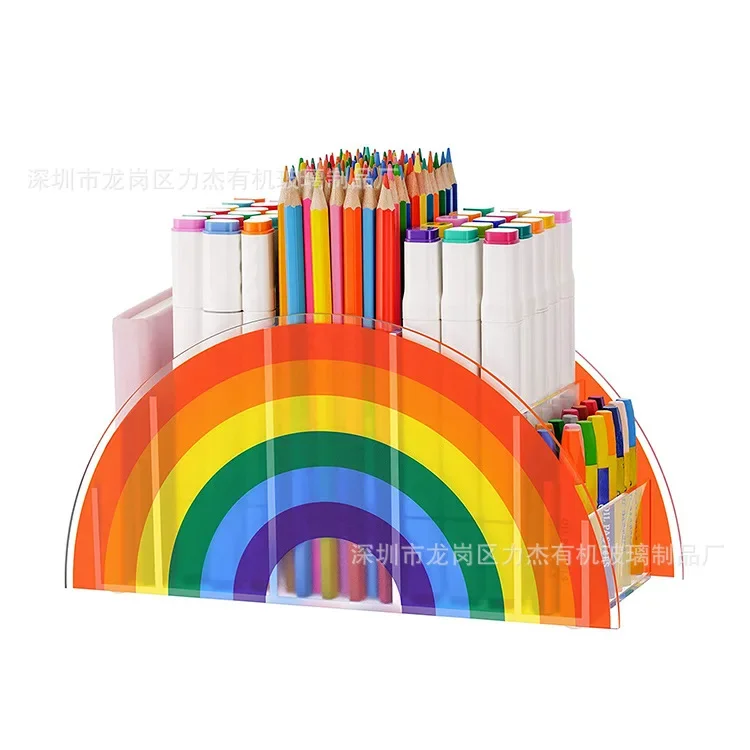 Customized acrylic transparent small fresh pencil case with colorful rainbow desktop debris crayon durable storage box
Customized acrylic transparent small fresh pencil case with colorful rainbow desktop debris crayon durable storage box