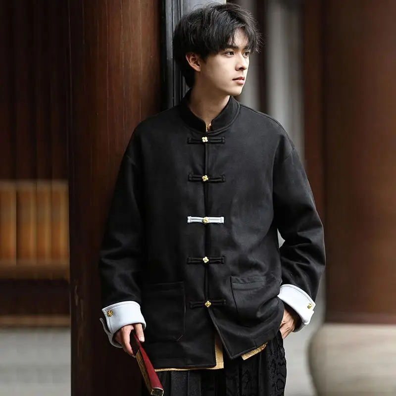 Thiened Suede Jaet Men's Traditional Chinese Tang Costume Four-le Clover Button Design Retro Sle Outerwear Top
Thiened Suede Jaet Men's Traditional Chinese Tang Costume Four-le Clover Button Design Retro Sle Outerwear Top