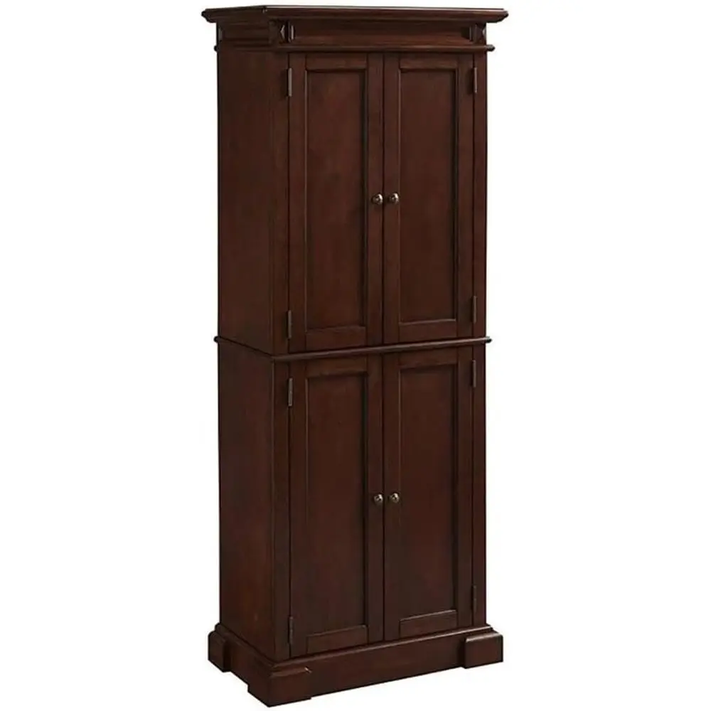 Traditional Wood Kitchen Pantry, 72"H x 29.75"W x 16"D, Brown Cherry inish, 4 Shelves, Distred Oak Veneer, Carved Door Panels, A
Traditional Wood Kitchen Pantry, 72"H x 29.75"W x 16"D, Brown Cherry inish, 4 Shelves, Distred Oak Veneer, Carved Door Panels, A