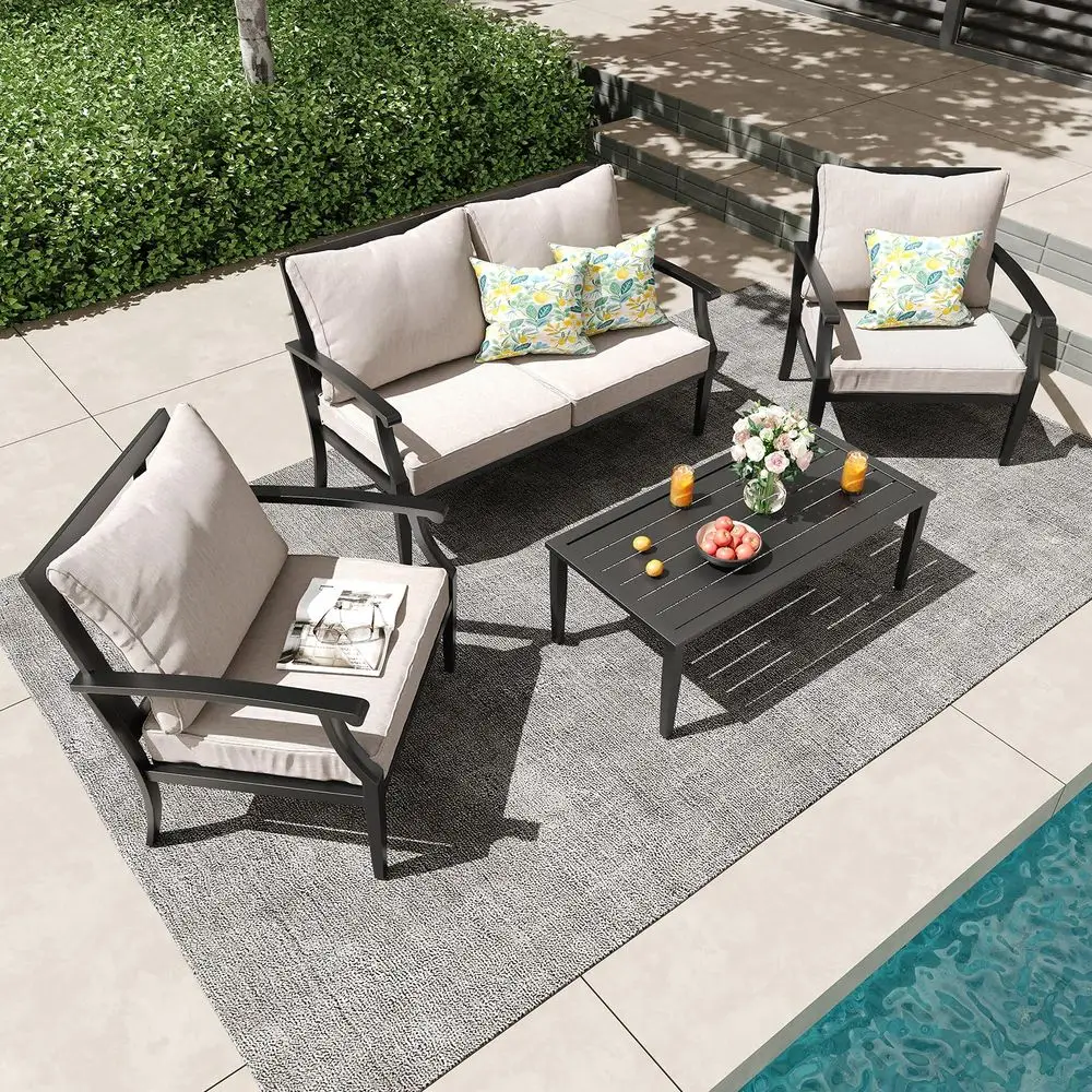 Piece Outdoor Patio Furniture Set, Oversized Metal Conversation Set with High Back amp Deep Seating, WaterRepellent Cushions, C
Piece Outdoor Patio Furniture Set, Oversized Metal Conversation Set with High Back amp Deep Seating, WaterRepellent Cushions, C
