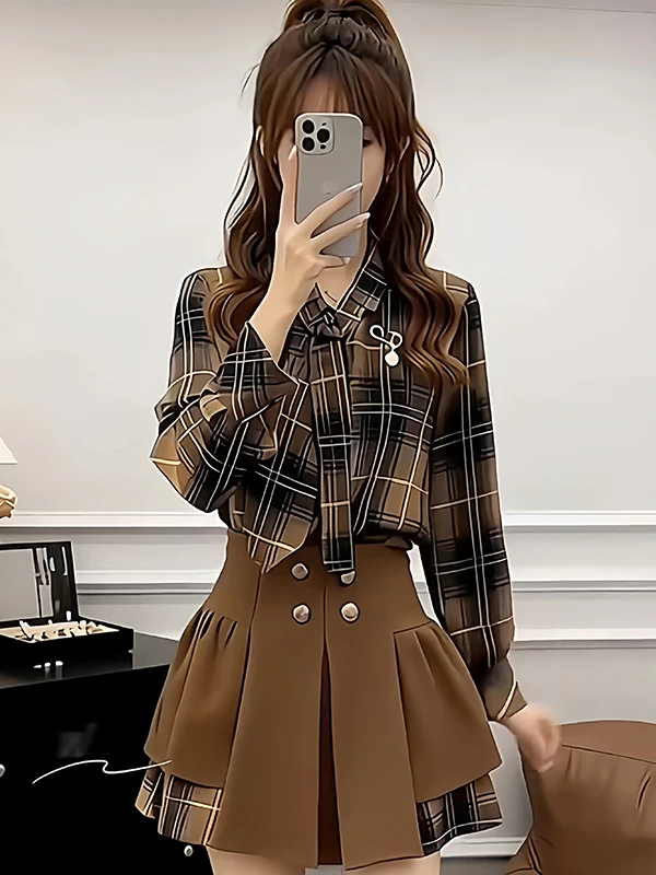 Осень-зима 2025: клетчатая юбка с высокой талией и галстуком, комплект из двух предметов, женская модная съемная сетка, облегающая юбка...
Осень-зима 2025: клетчатая юбка с высокой талией и галстуком, комплект из двух предметов, женская модная съемная сетка, облегающая юбка...