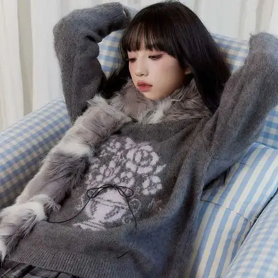 American Knitted Sweater Retro Lazy Style Pullover Women Autumn Winter Design Loose Slimming Sweater Top
American Knitted Sweater Retro Lazy Style Pullover Women Autumn Winter Design Loose Slimming Sweater Top