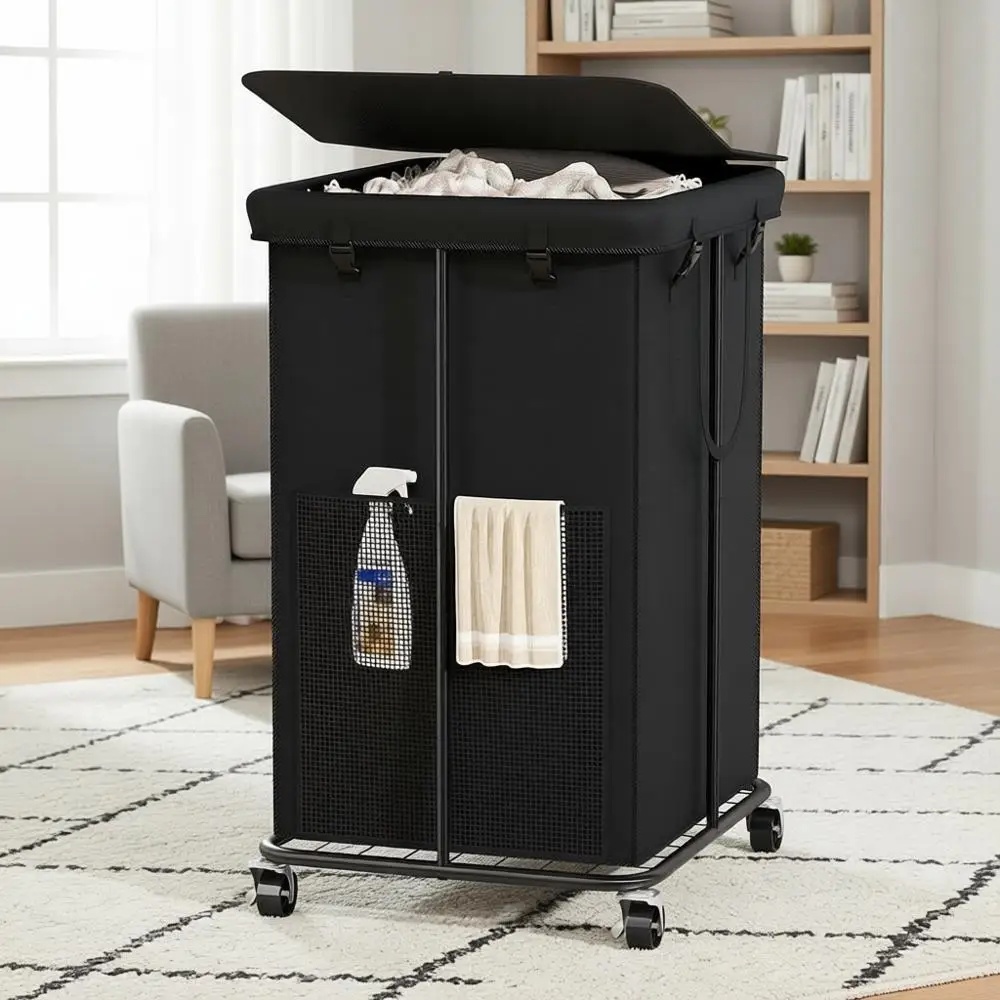 Large Rolling Laundry Hamper with Lid, Tall Clothes Basket on Wheels for Bedroom, Laundry Room, or Dorm - Black
Large Rolling Laundry Hamper with Lid, Tall Clothes Basket on Wheels for Bedroom, Laundry Room, or Dorm - Black