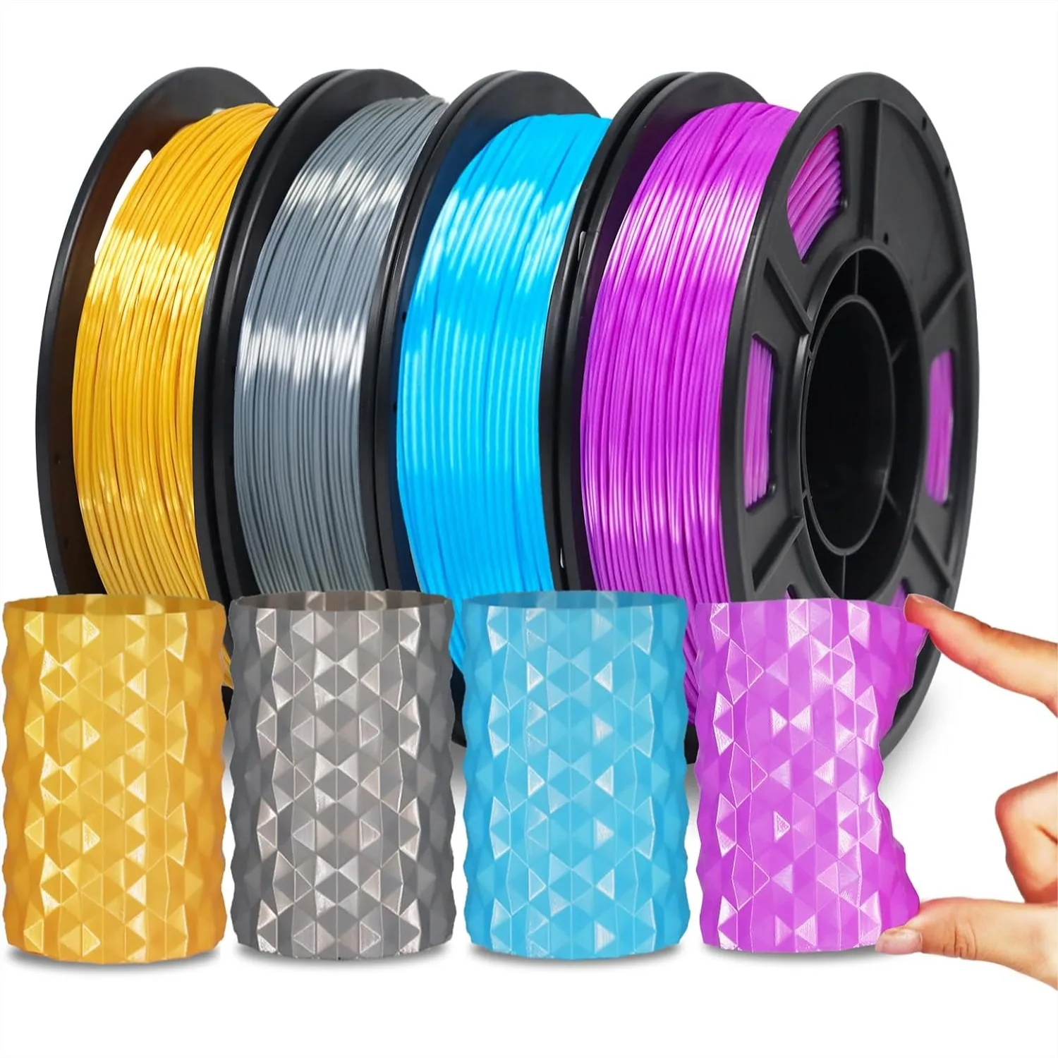 Silk TPU Filament 1.75mm, Flexible 3D Printer Filament 95A, High Hardness Resilience, Soft Adhesive Material, Elastic, 4x250g
Silk TPU Filament 1.75mm, Flexible 3D Printer Filament 95A, High Hardness Resilience, Soft Adhesive Material, Elastic, 4x250g