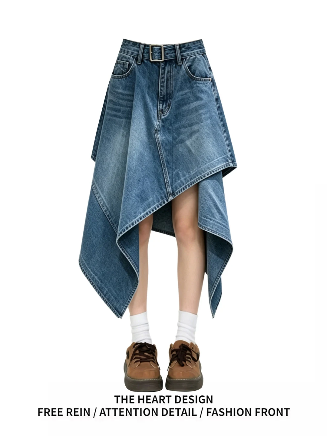 Stunning High Waist Asymmetrical Blue Denim Skirt Women's Fashion Design Spring Summer Casual Polyester Blend A-Line Skirt
Stunning High Waist Asymmetrical Blue Denim Skirt Women's Fashion Design Spring Summer Casual Polyester Blend A-Line Skirt