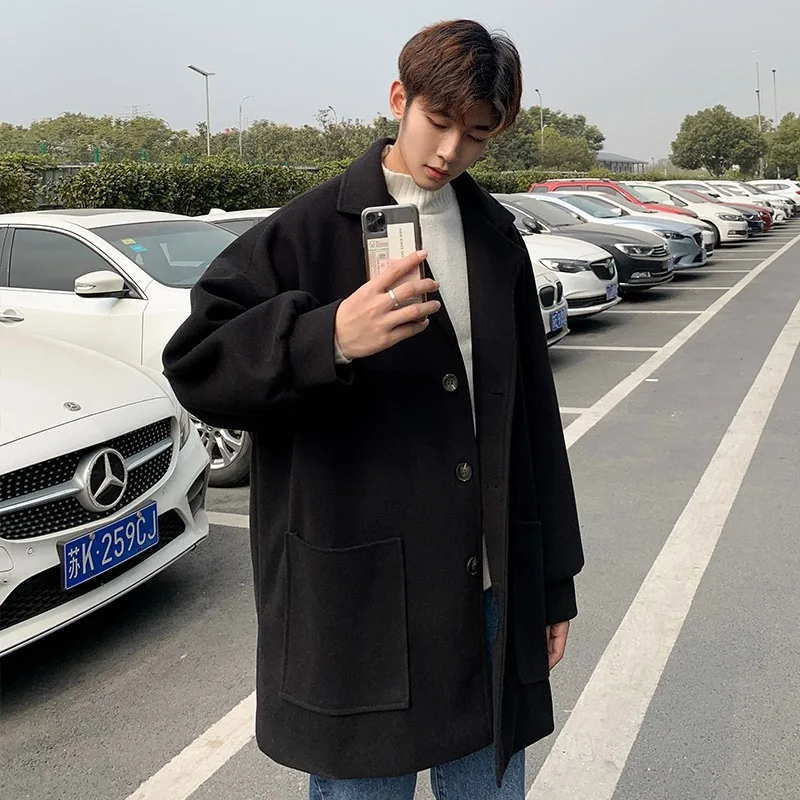 Korean Style Fashion Medium To Long Woolen Coat for Men Autumn Winter Solid Loose Casual Couple Windbreaker Y2k Streetwear
Korean Style Fashion Medium To Long Woolen Coat for Men Autumn Winter Solid Loose Casual Couple Windbreaker Y2k Streetwear