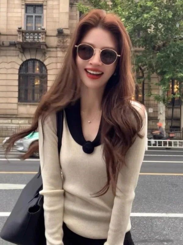 Korean Sle V-Ne Knitted Sweater Women's Autumn Winter Slim Fit Color Blo Inner Wear Base Layer Long Sve Soft Knitwear
Korean Sle V-Ne Knitted Sweater Women's Autumn Winter Slim Fit Color Blo Inner Wear Base Layer Long Sve Soft Knitwear