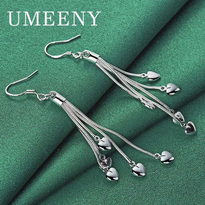 925 Sterling Silver 70mm Tassel Heart Shaped Earrings Women Jewelry Party Accessories Wedding Engagement Gift
925 Sterling Silver 70mm Tassel Heart Shaped Earrings Women Jewelry Party Accessories Wedding Engagement Gift