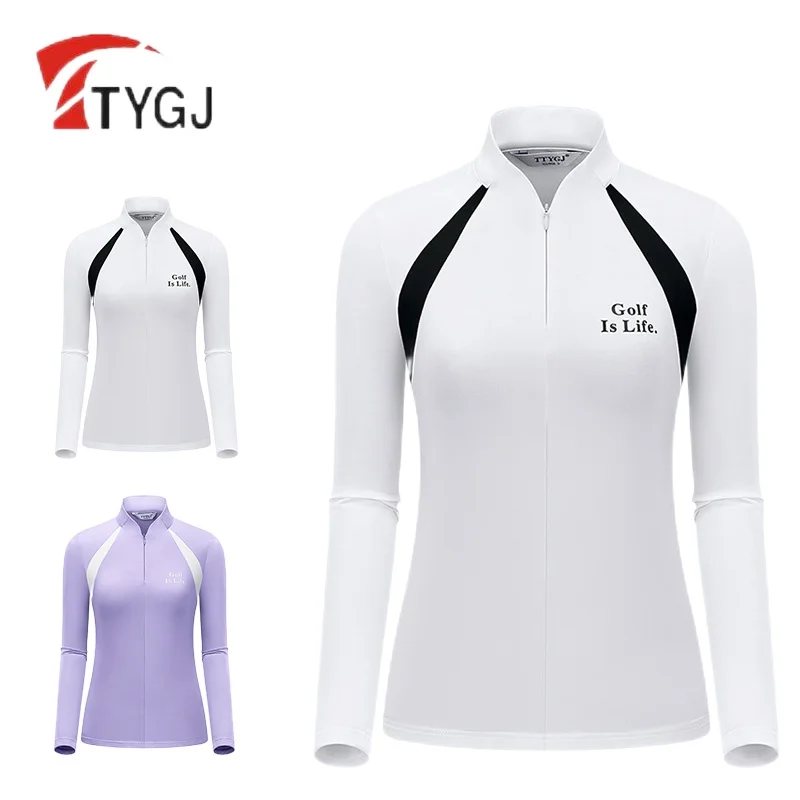 Women Shirt Elastic Zipper Collar Golf Wear Ladies Fast Dry Long Sleeve Tennis Tops Slim Patchwork Golf Blouse Casual Clothing
Women Shirt Elastic Zipper Collar Golf Wear Ladies Fast Dry Long Sleeve Tennis Tops Slim Patchwork Golf Blouse Casual Clothing