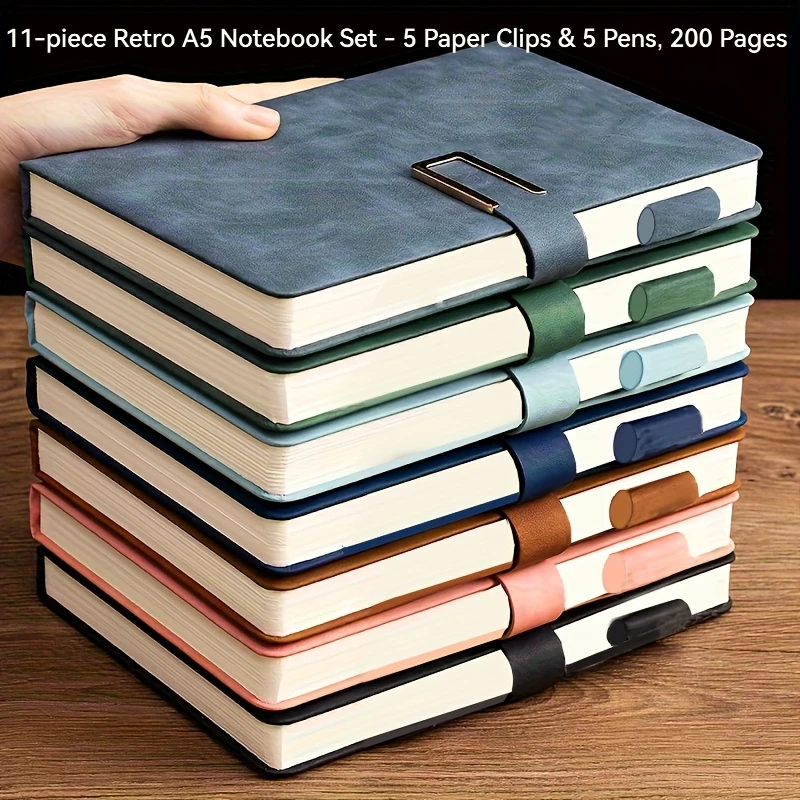 1pcs Retro A5 Notebook Set- 5 Paper Clips& 5 Pens, 200 Pages, Multicolored, Soft Cover with English Letters, for Office Work
1pcs Retro A5 Notebook Set- 5 Paper Clips& 5 Pens, 200 Pages, Multicolored, Soft Cover with English Letters, for Office Work
