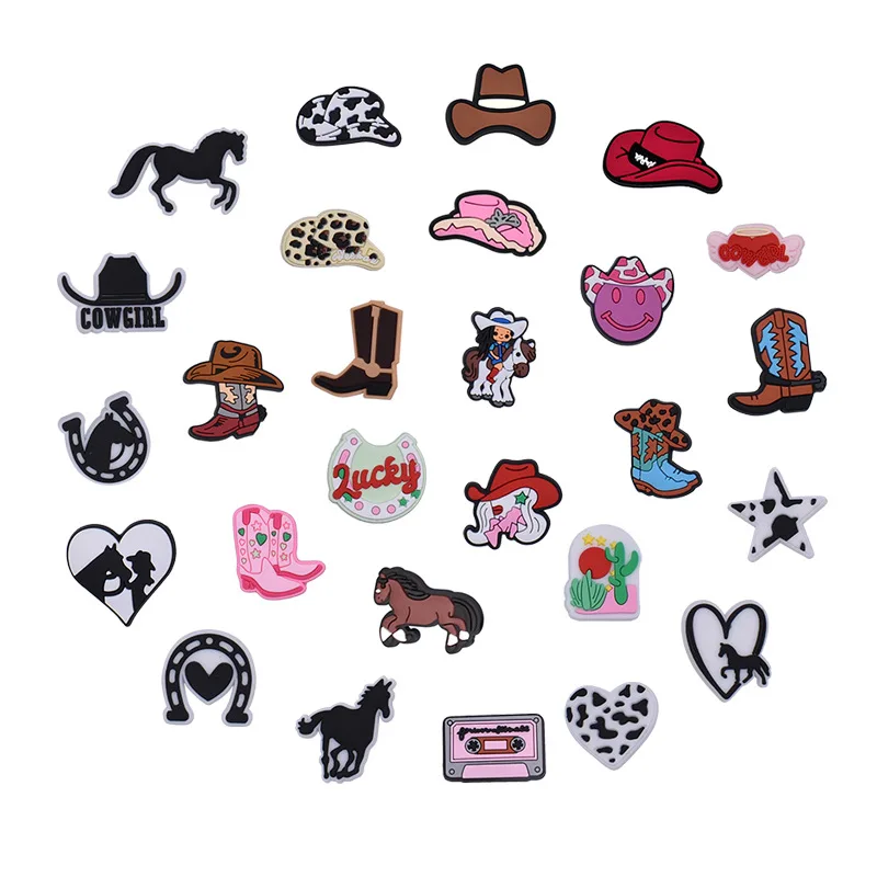 cowboy horse hat PVC shoe Charms Slippers Buckle combination Fit Wristbands accessories Decoration Bands gift unisex party
cowboy horse hat PVC shoe Charms Slippers Buckle combination Fit Wristbands accessories Decoration Bands gift unisex party