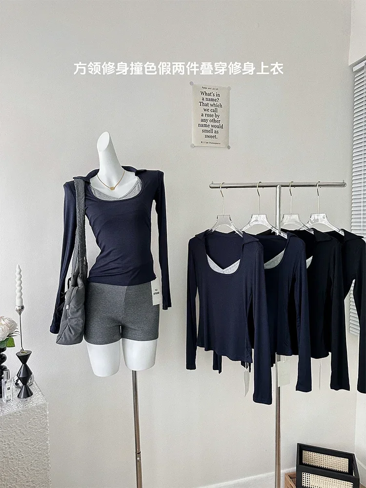 Women's Dark Blue T-shirt Harajuku Korean Y2k Tee Top Vintage Aesthetic Long Sleeve Skinny T-shirt 2000s Fashion Clothes Autumn
Women's Dark Blue T-shirt Harajuku Korean Y2k Tee Top Vintage Aesthetic Long Sleeve Skinny T-shirt 2000s Fashion Clothes Autumn