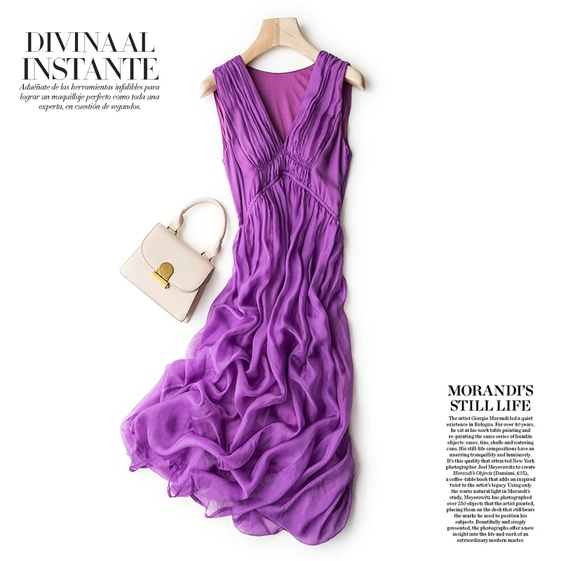 Women Christmas Party dresses Women Clothing 8mm Shell 100% Silk Dress Purple White Beach Wear Lady Summer V-neck Loose Casual
Women Christmas Party dresses Women Clothing 8mm Shell 100% Silk Dress Purple White Beach Wear Lady Summer V-neck Loose Casual