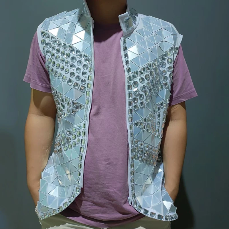 Bar Nightclub Ds DJ Stage Pole Dance Wear Men Silver Mirrors Vest Adults Jazz Dance Jacket Rave Outfits Stage Wear XS7840
Bar Nightclub Ds DJ Stage Pole Dance Wear Men Silver Mirrors Vest Adults Jazz Dance Jacket Rave Outfits Stage Wear XS7840