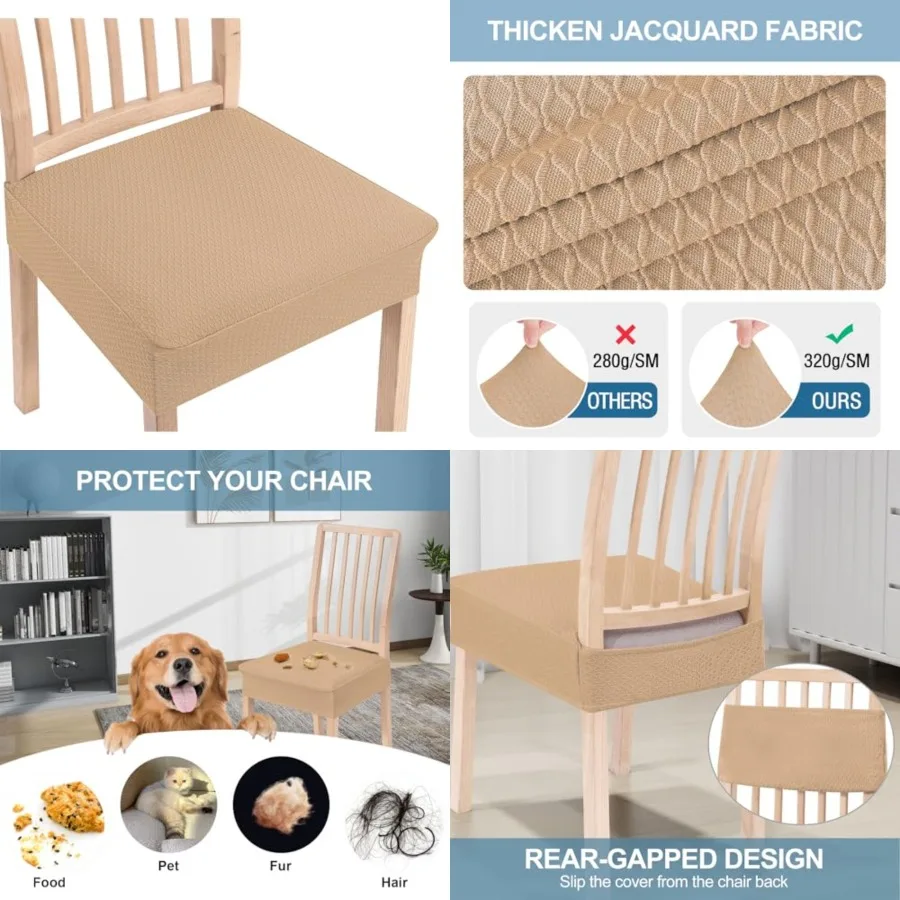 Stretch Jacquard Seat Covers for Dining Room Chairs, Removable Washable Chair Seat Protector Slipcovers, No Rear Covers
Stretch Jacquard Seat Covers for Dining Room Chairs, Removable Washable Chair Seat Protector Slipcovers, No Rear Covers
