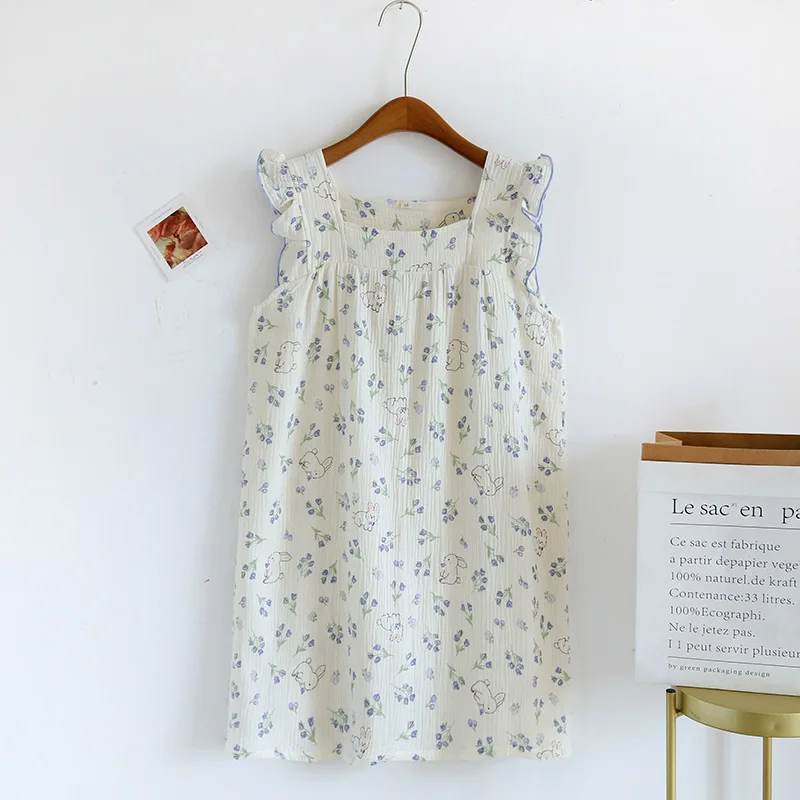 2024 Summer New Women's Sleeping Dress 100% Cotton Crepe Women's Tank Top Dress Cute Sweet Slim Slim Loose Size Home Dress
2024 Summer New Women's Sleeping Dress 100% Cotton Crepe Women's Tank Top Dress Cute Sweet Slim Slim Loose Size Home Dress
