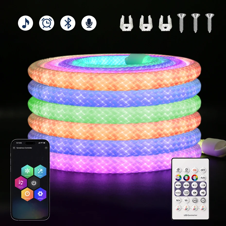 DC5V RGBIC Round Reticulate Pattern Neon Light Strip 360 Degree Smart Dream Full Color Silicon Light Tape IP67 Remote Control
DC5V RGBIC Round Reticulate Pattern Neon Light Strip 360 Degree Smart Dream Full Color Silicon Light Tape IP67 Remote Control