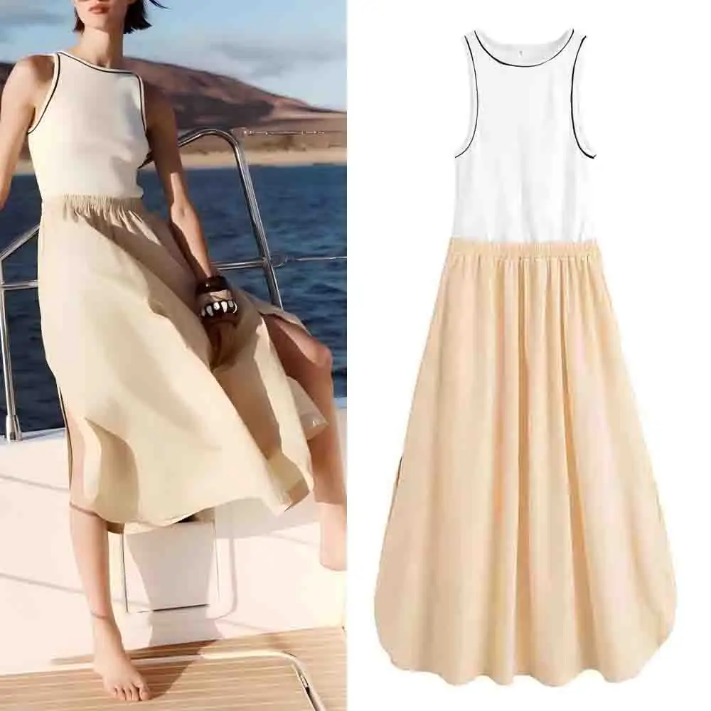 Women's 2025 New Fashion Side Pocket Decoration Slim Splicing Round Neck Midi Dress Retro Sleeveless Women's Dress
Women's 2025 New Fashion Side Pocket Decoration Slim Splicing Round Neck Midi Dress Retro Sleeveless Women's Dress