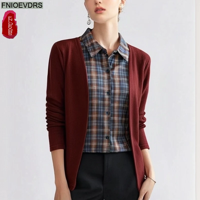 Loose Patchwork Plaid Shirts Basic Wear New Autumn Women Long Sleeve Elegant Work Lady Retro Vintage Blouses Fake 2-Piece Tops
Loose Patchwork Plaid Shirts Basic Wear New Autumn Women Long Sleeve Elegant Work Lady Retro Vintage Blouses Fake 2-Piece Tops